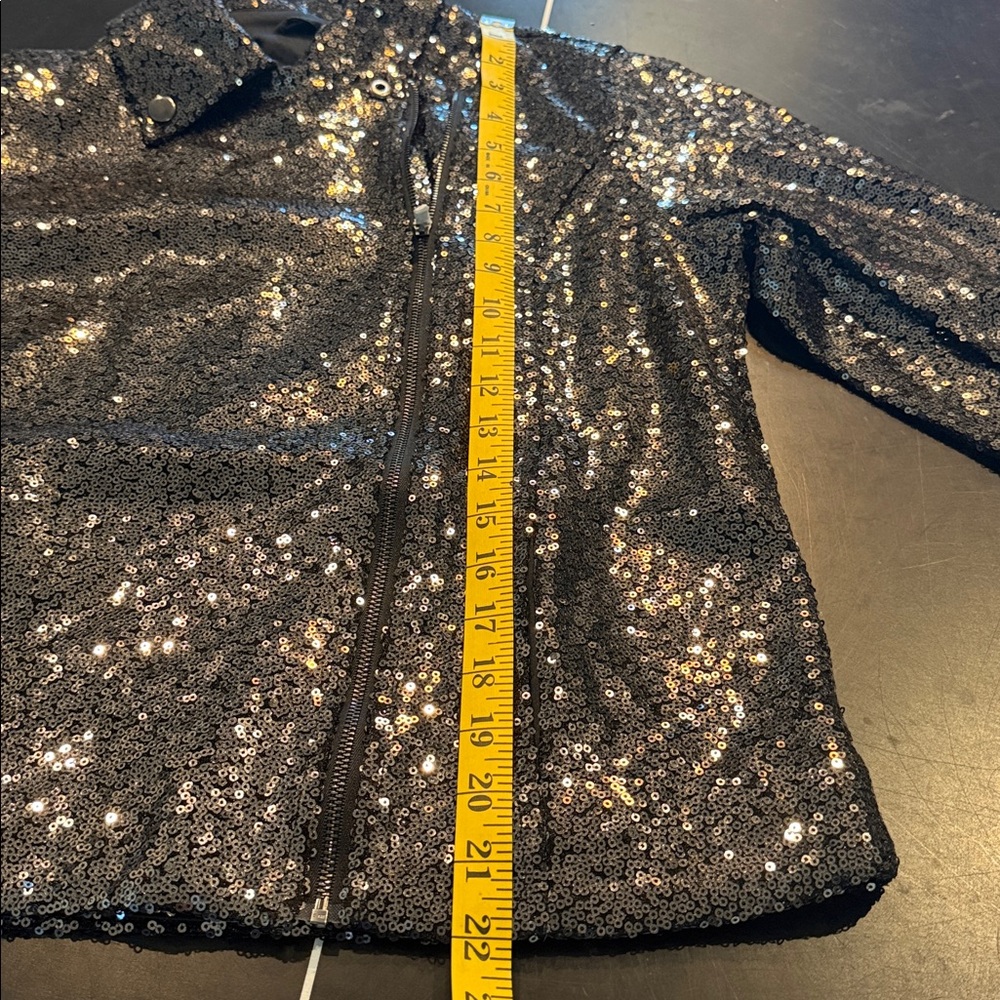 NWT COLLEEN LOPEZ SEQUIN BLACK MOTO JACKET WITH STRETCH AND POCKETS - Picture 9 of 10